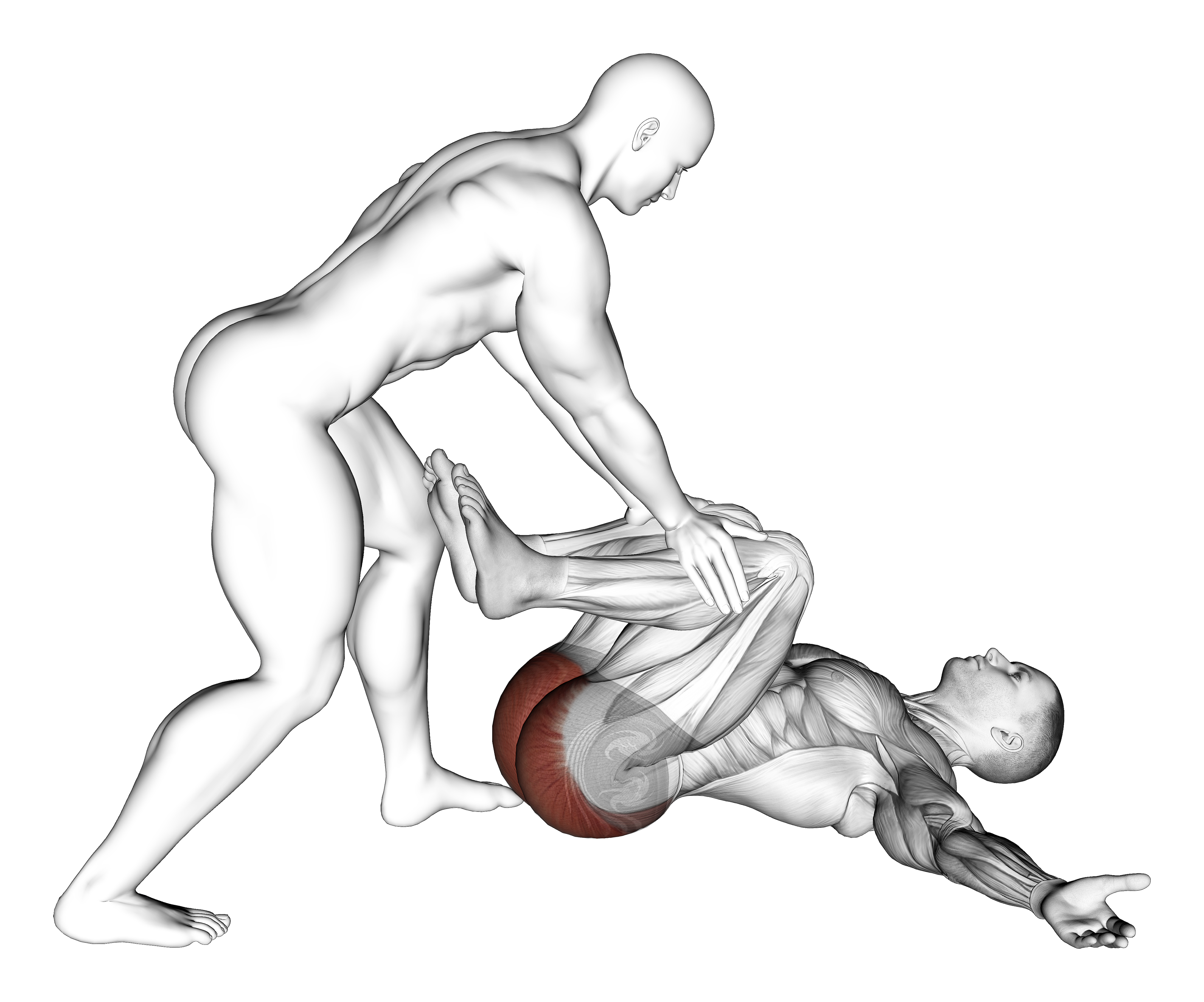 Assisted Lying Hip Stretch In Supine Position