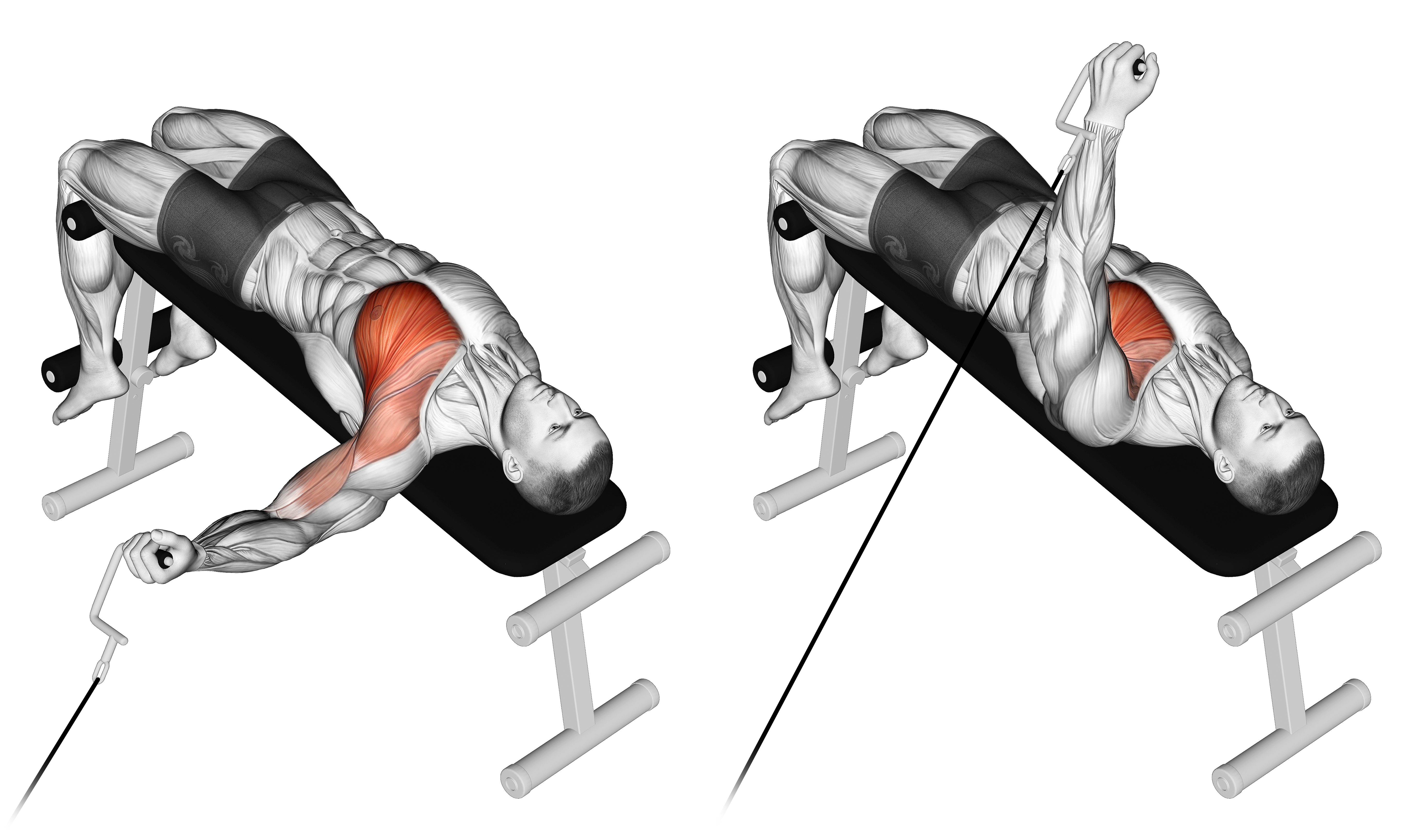 Cable One Arm Decline Chest Fly