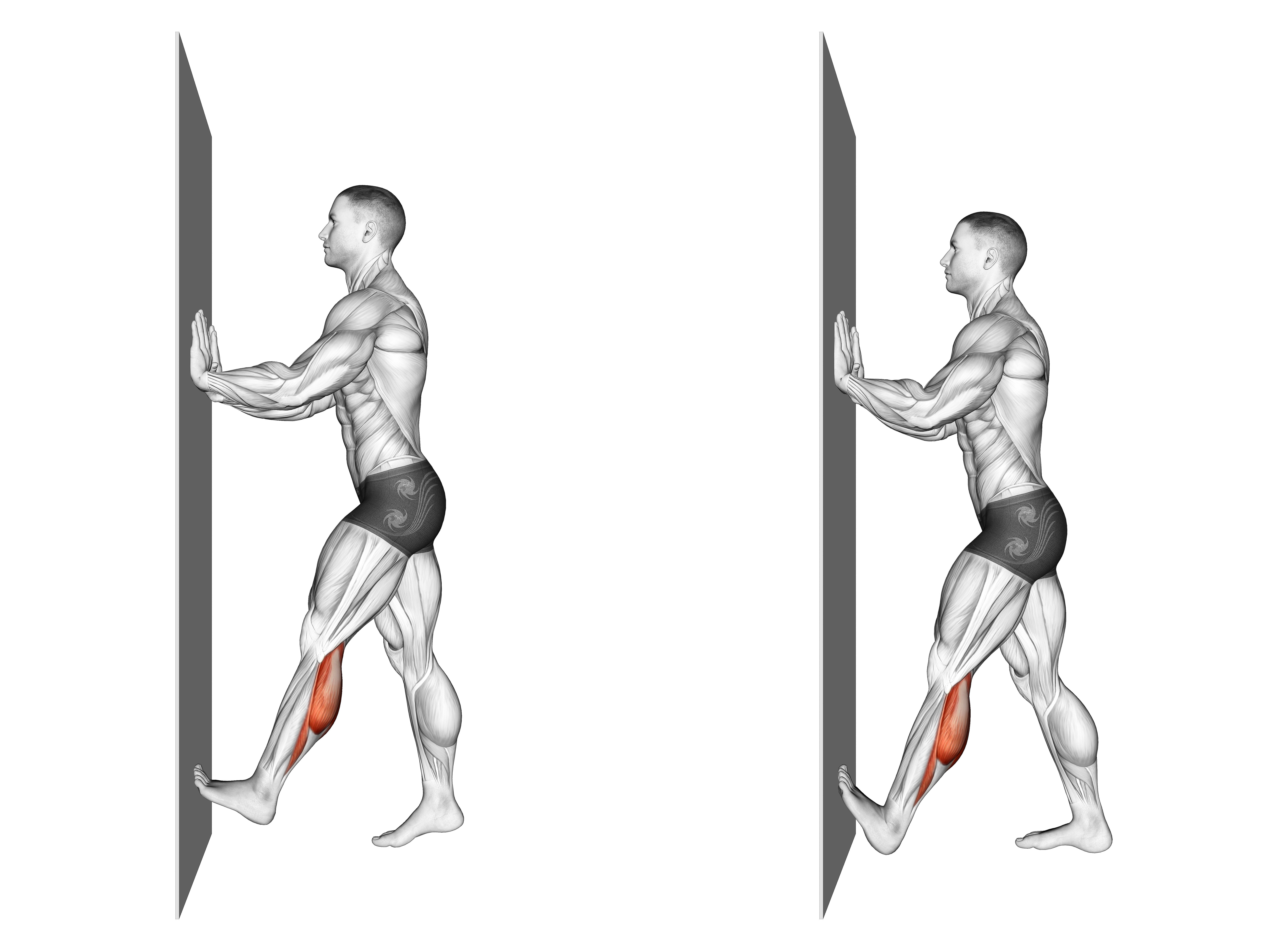 Calf Push Stretch With Hands Against Wall