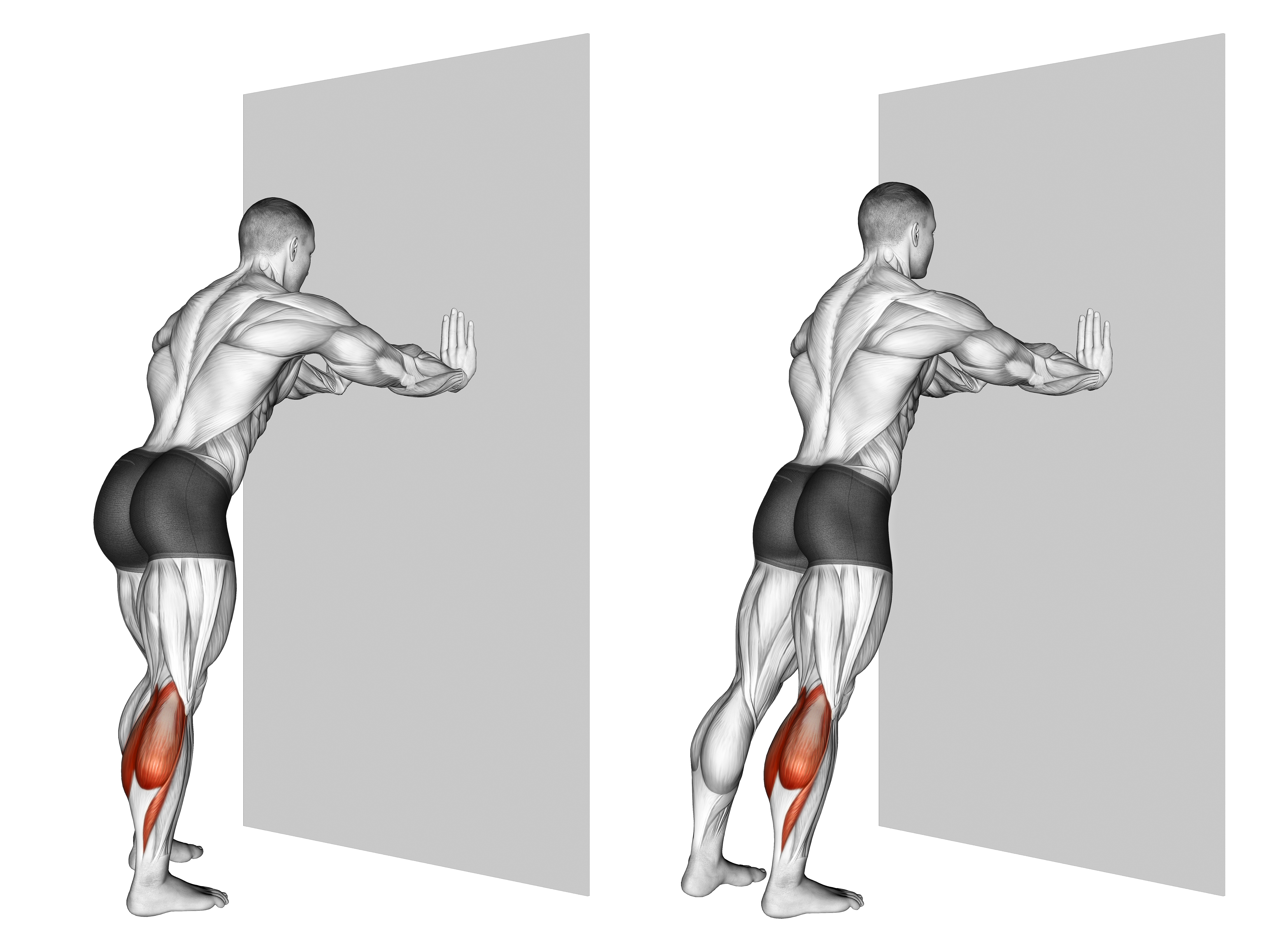 Calf Stretch With Hands Against Wall