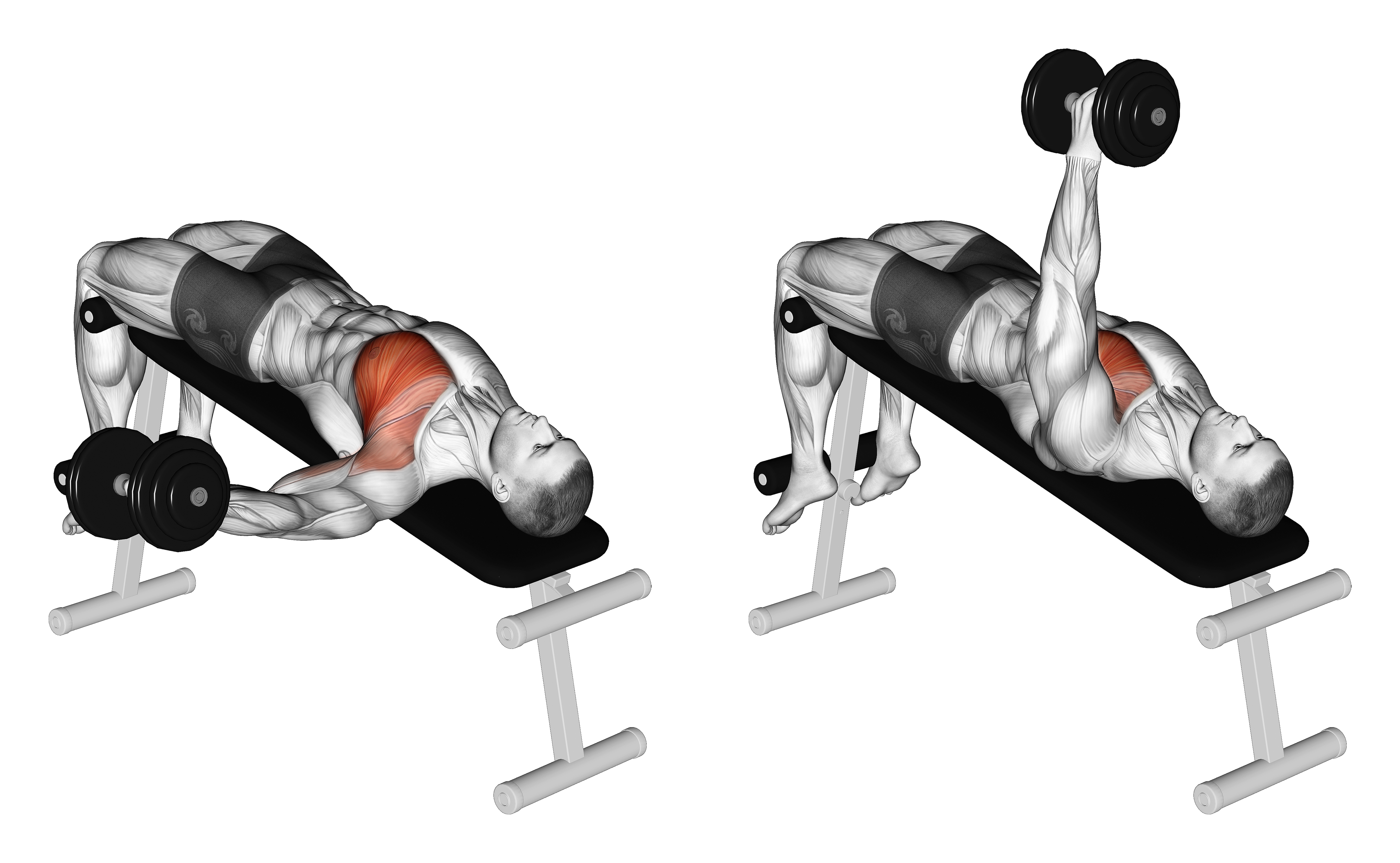 Dumbbell Decline One Arm Fly