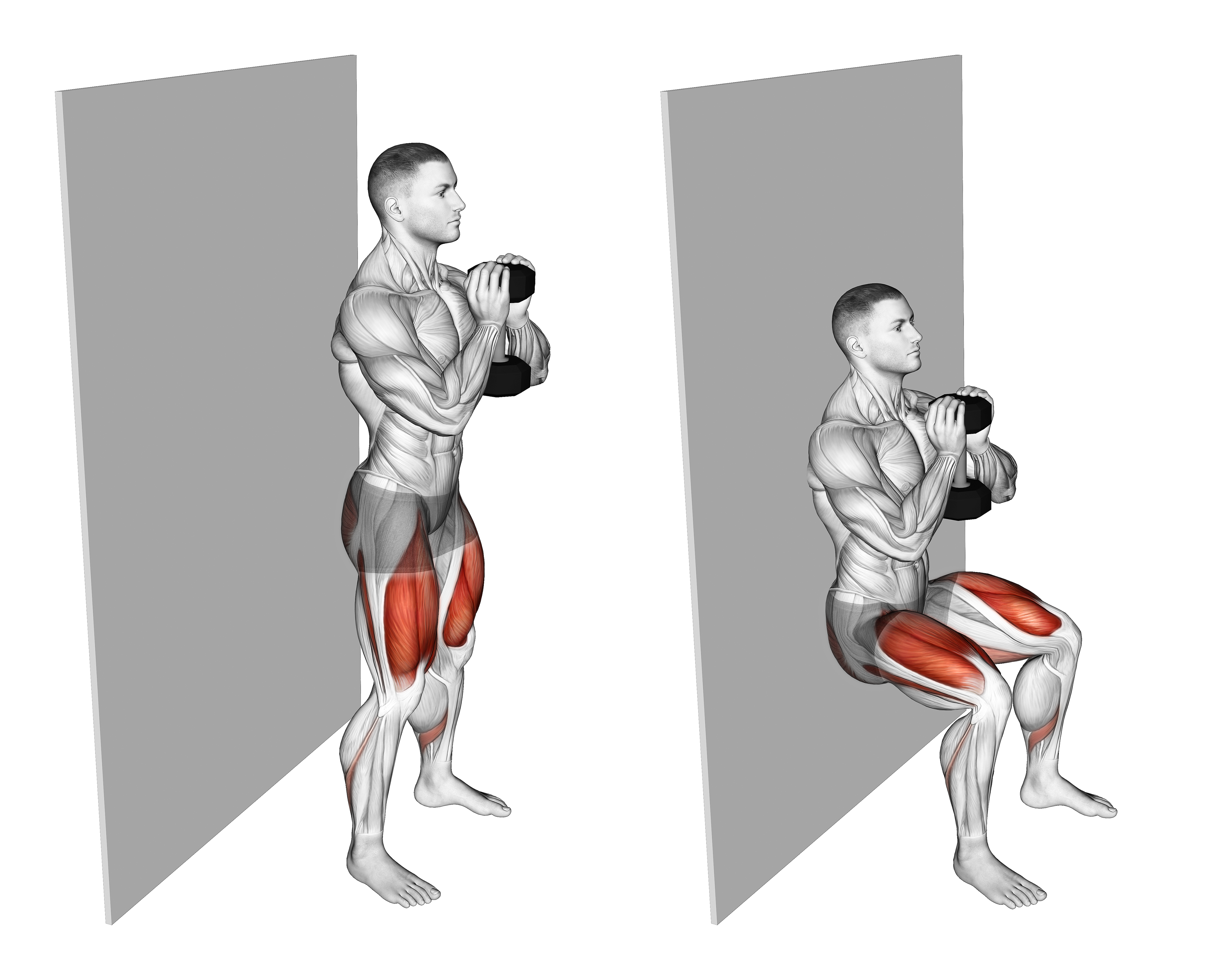 Dumbbell Goblet Wall Sit