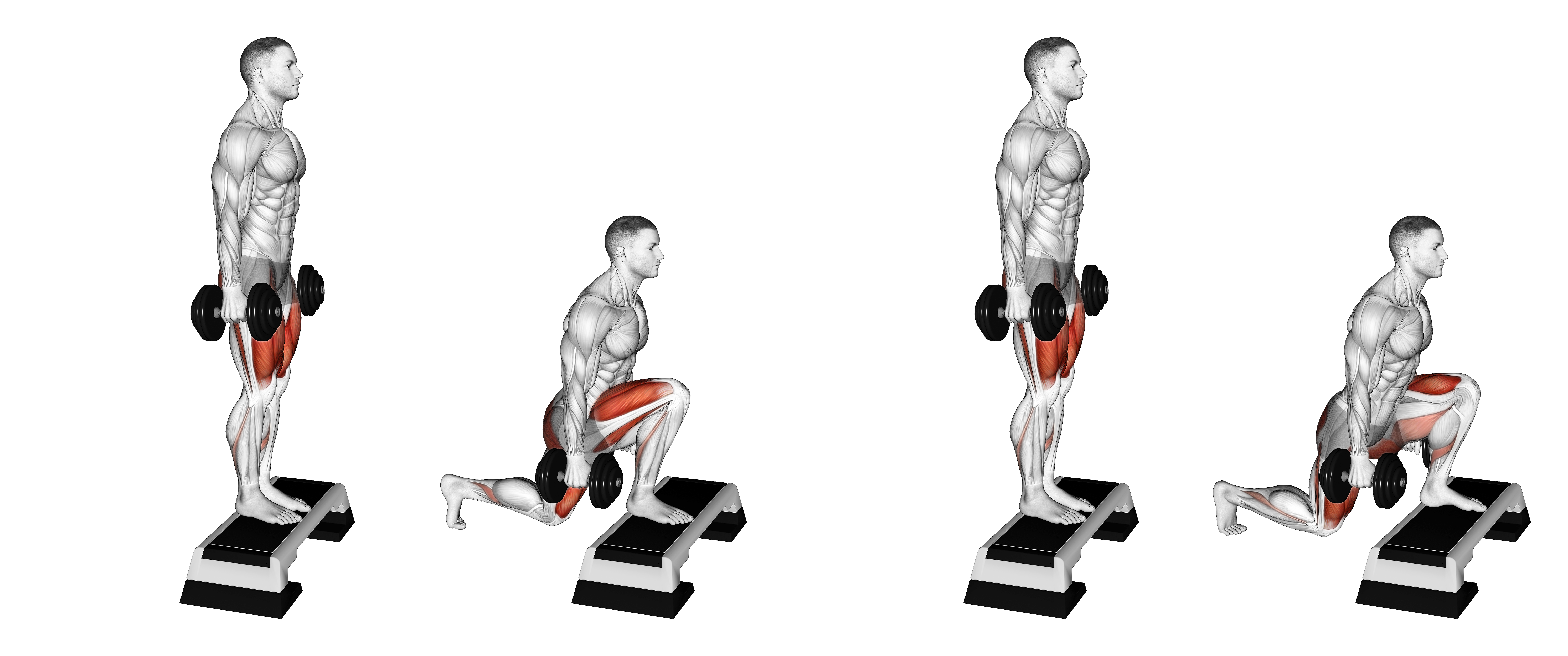 Dumbbell Reverse Lunge From Deficit