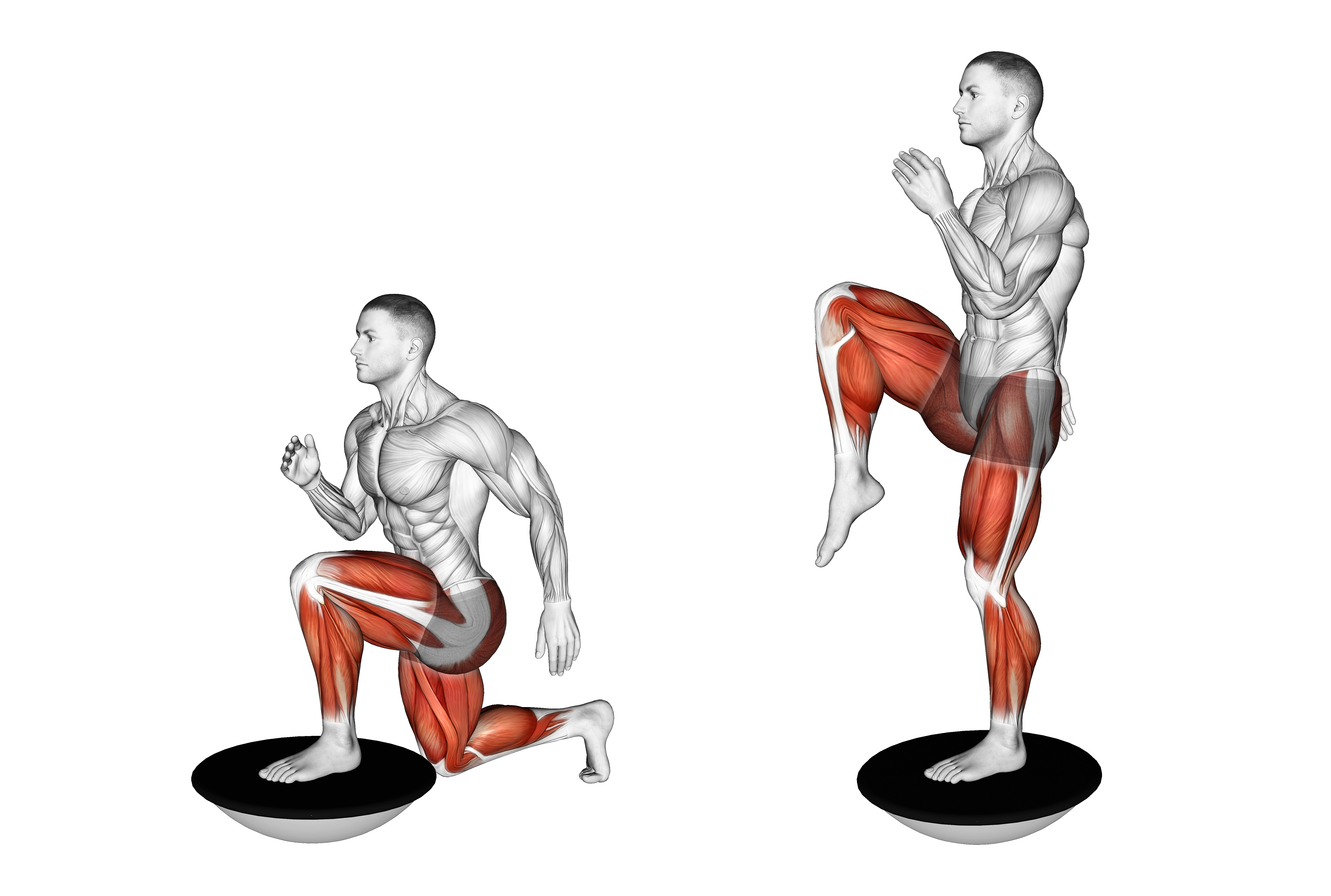 High Knee Lunge On Bosu Ball