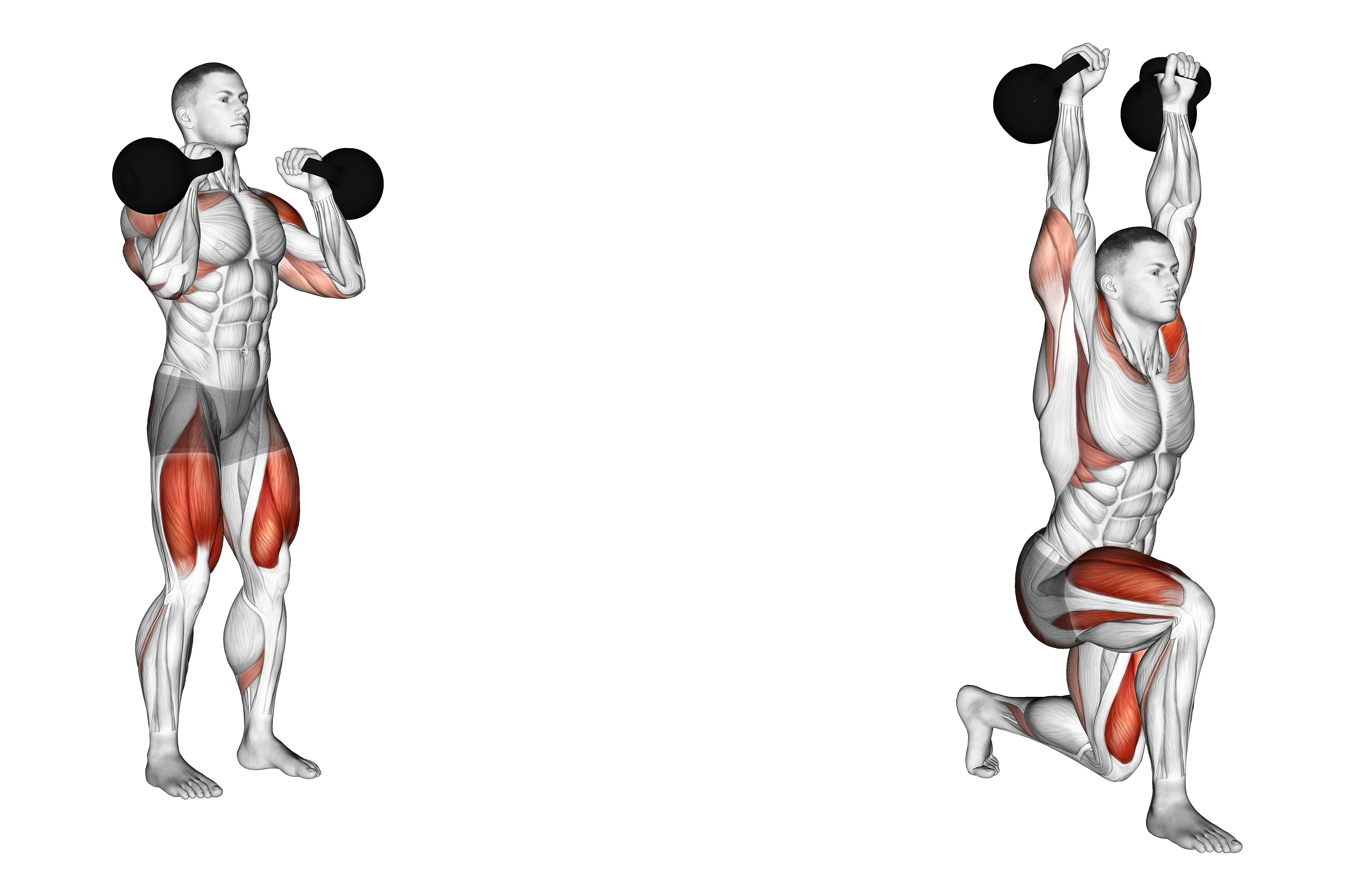 Kettlebell Lunge Clean And Press