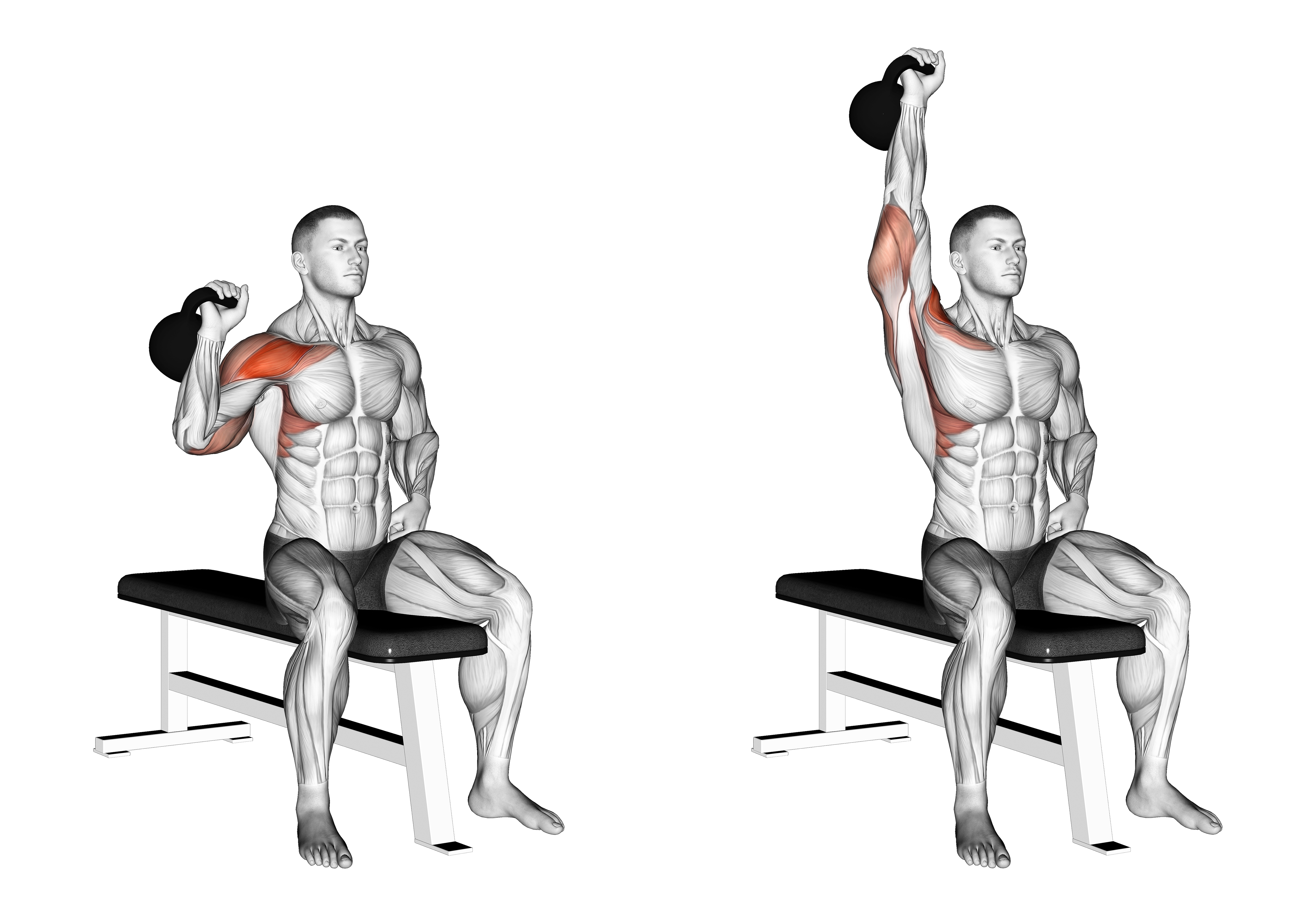 Kettlebell Seated One Arm Military Press