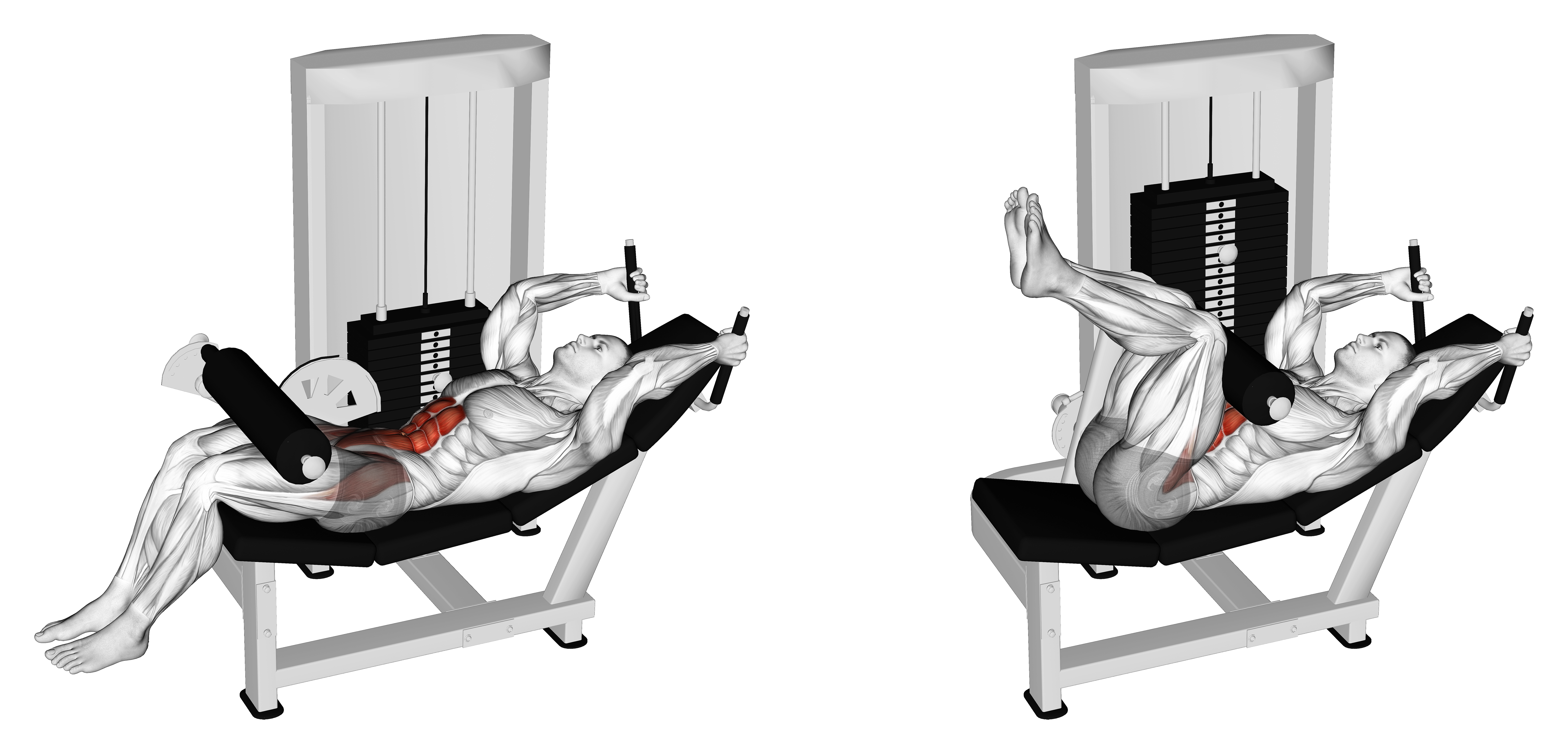 Lever Lying Leg Raise Bent Knee