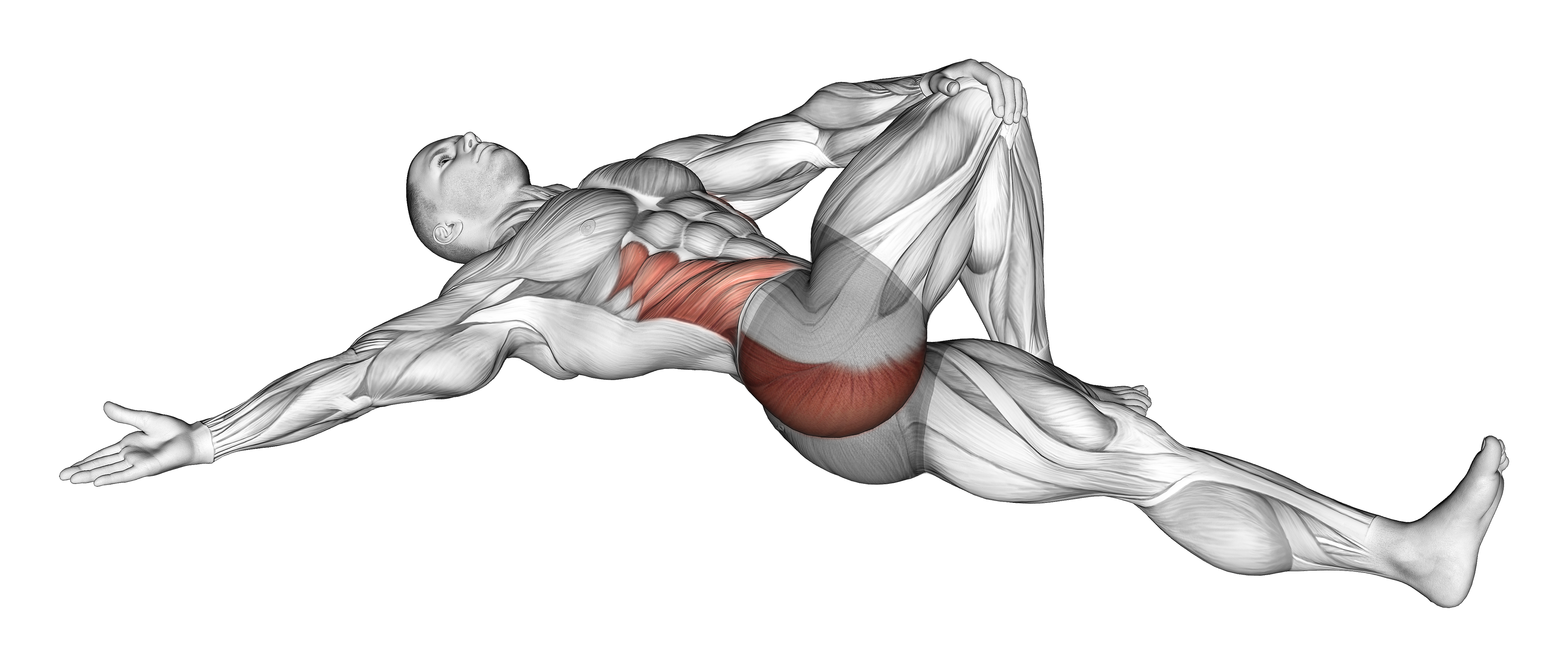 Lying Cross Over Knee Pull Down Stretch