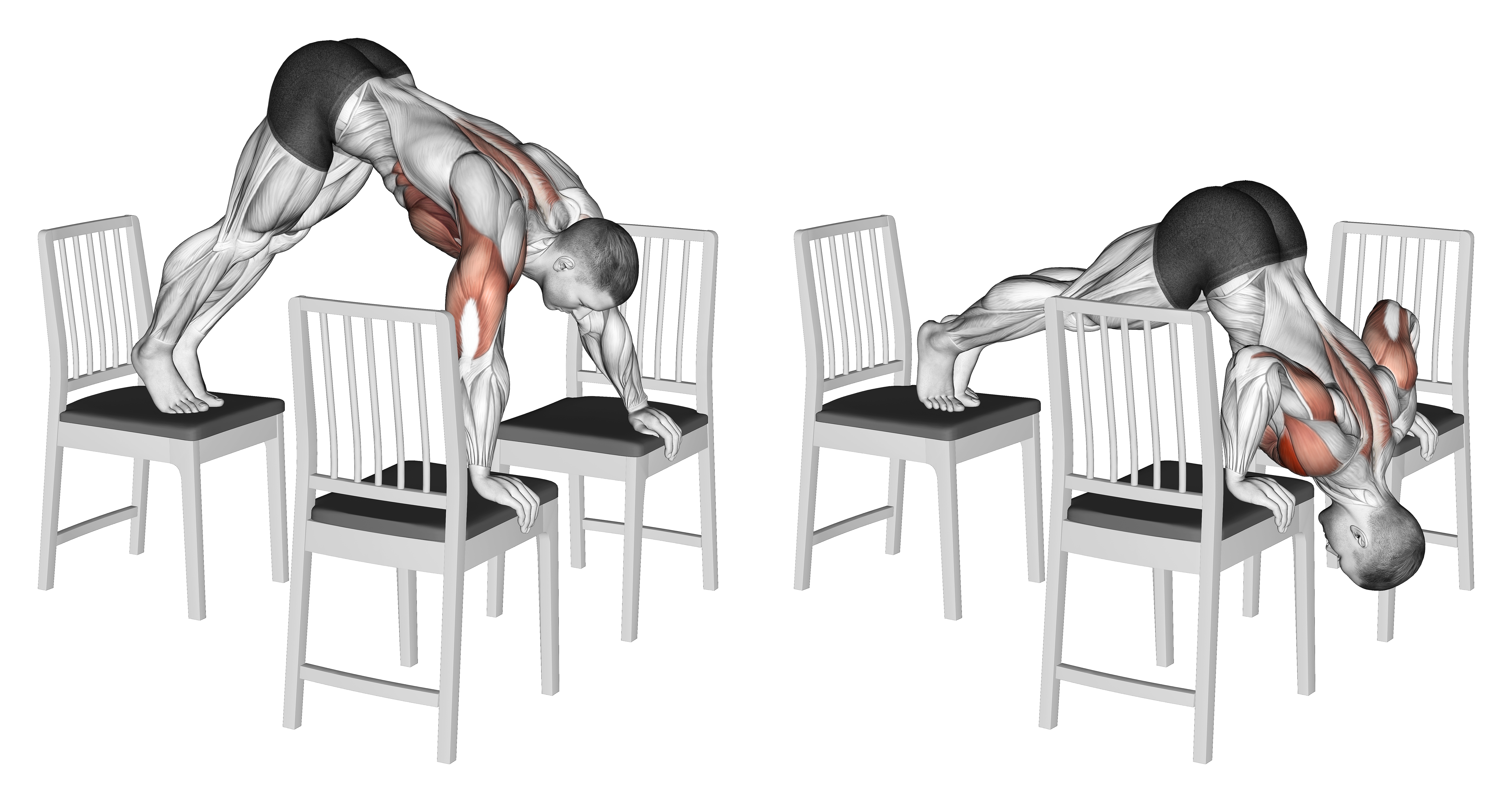 Pike Push Up (between Chairs)