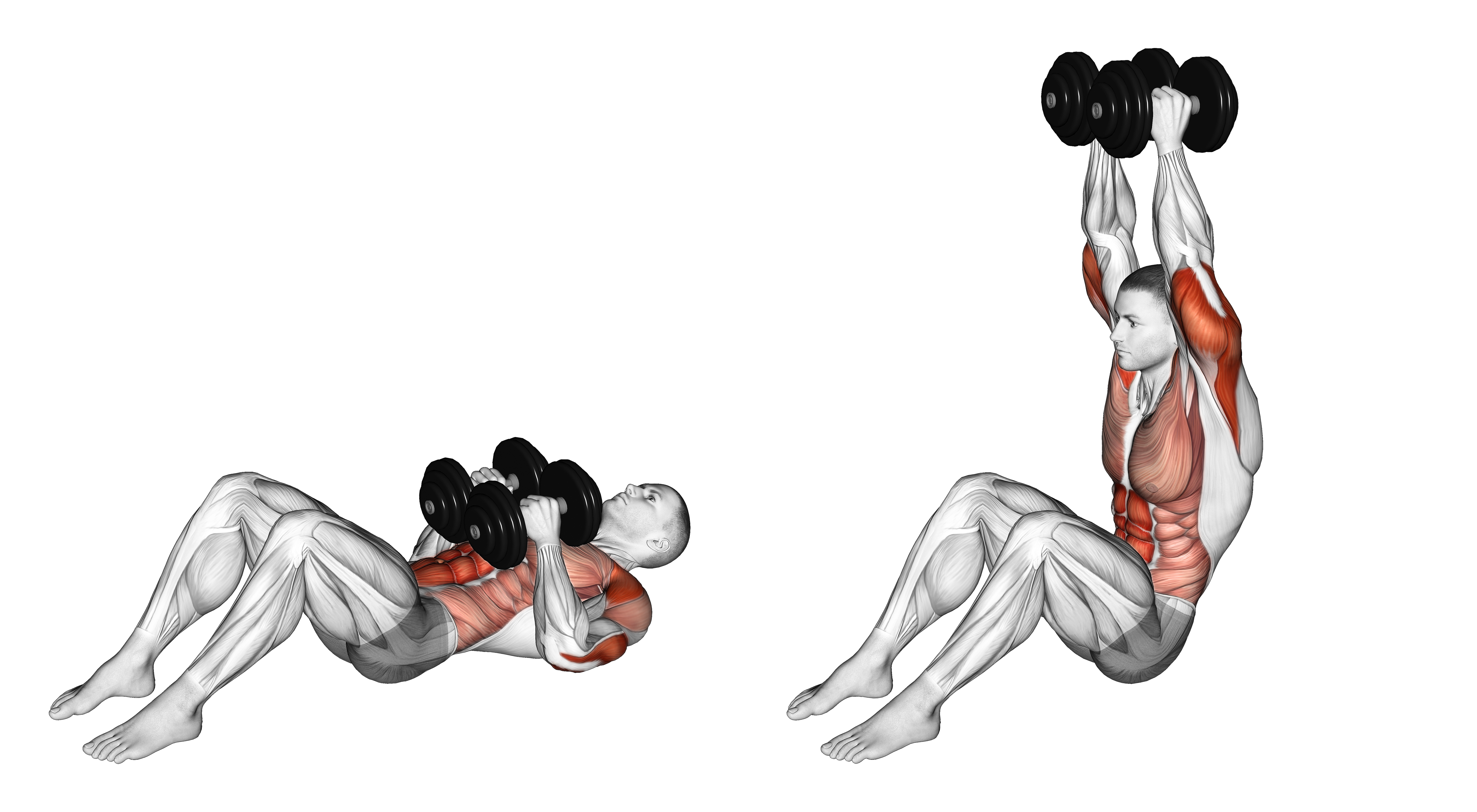 Dumbbell Close Grip Shoulder Press Sit Up