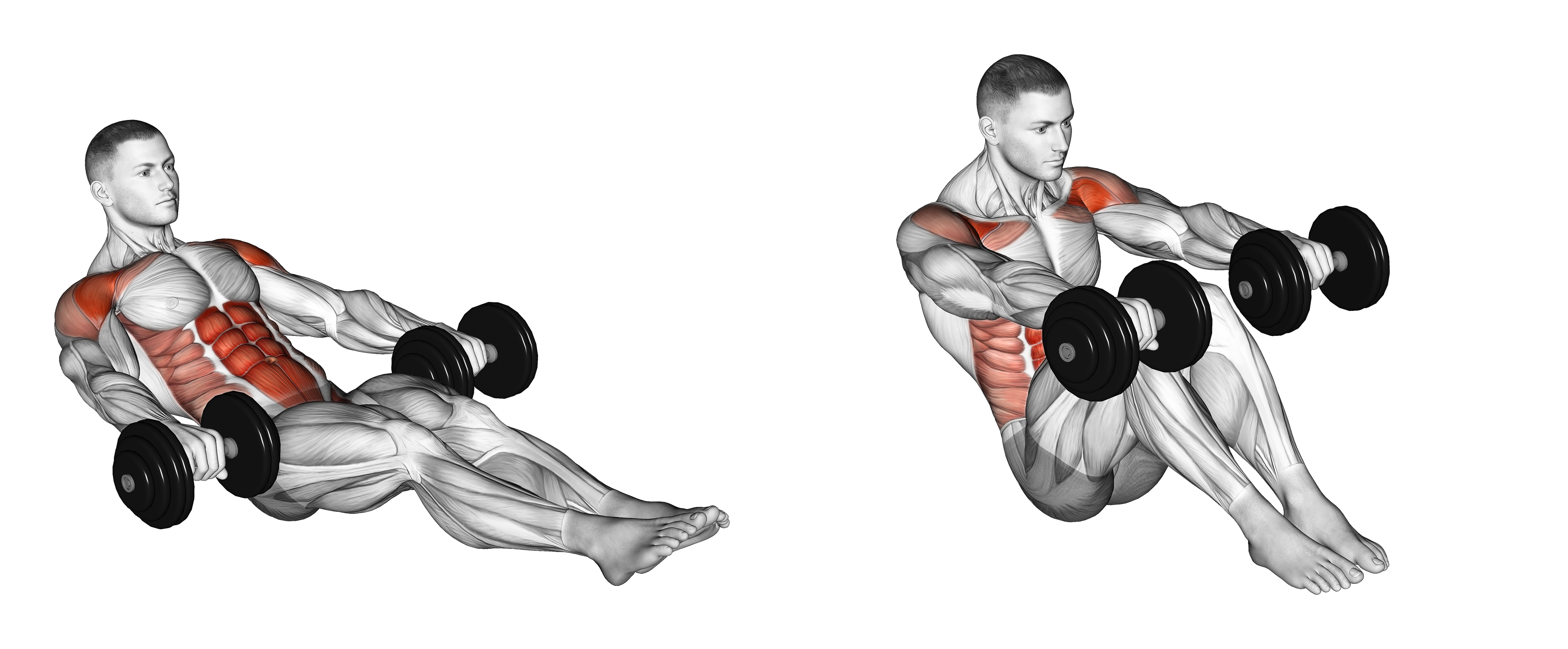 Dumbbell Seated Tuck Crunch On Floor