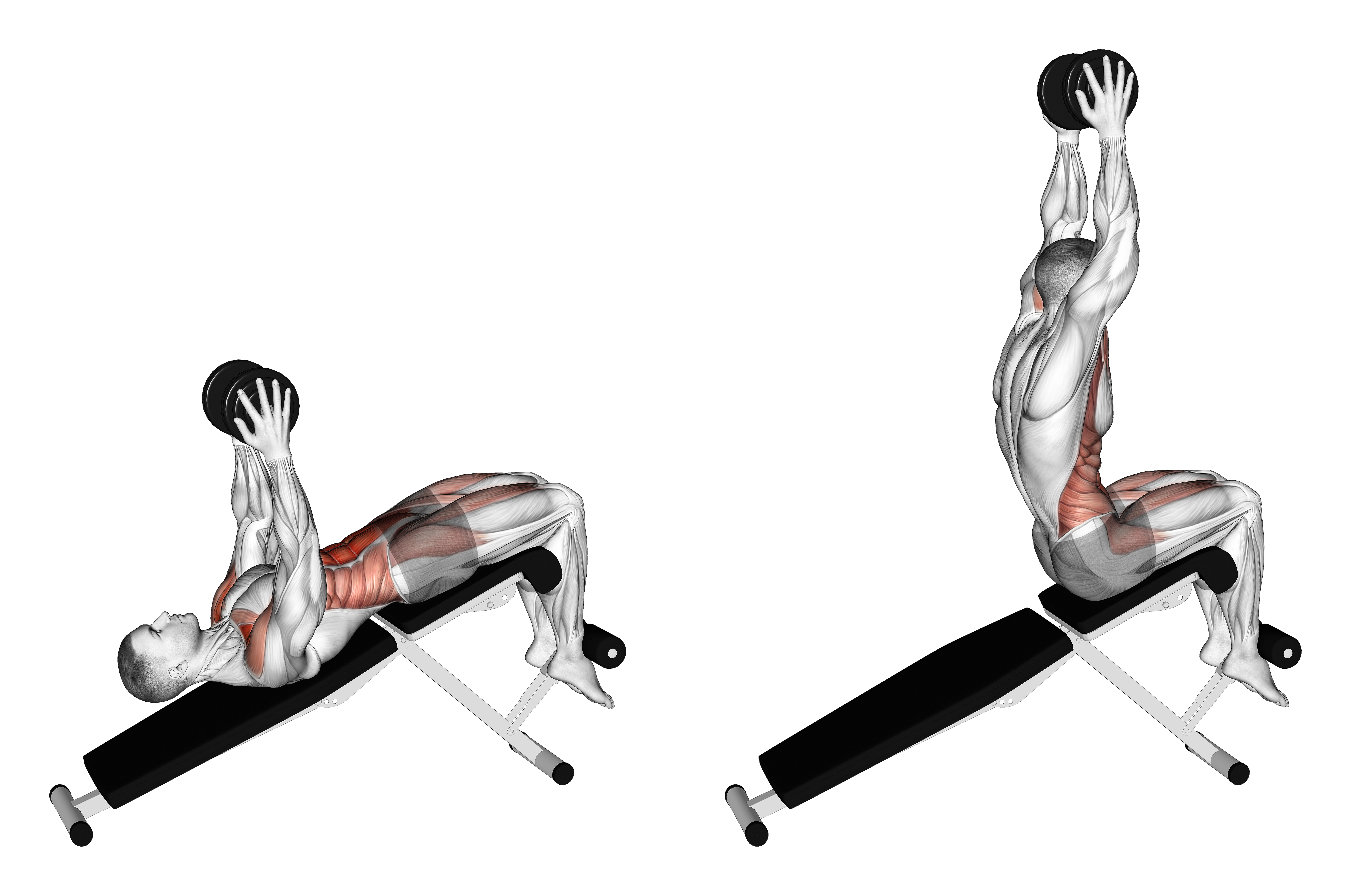 Single Dumbbell Decline Overhead Sit Up