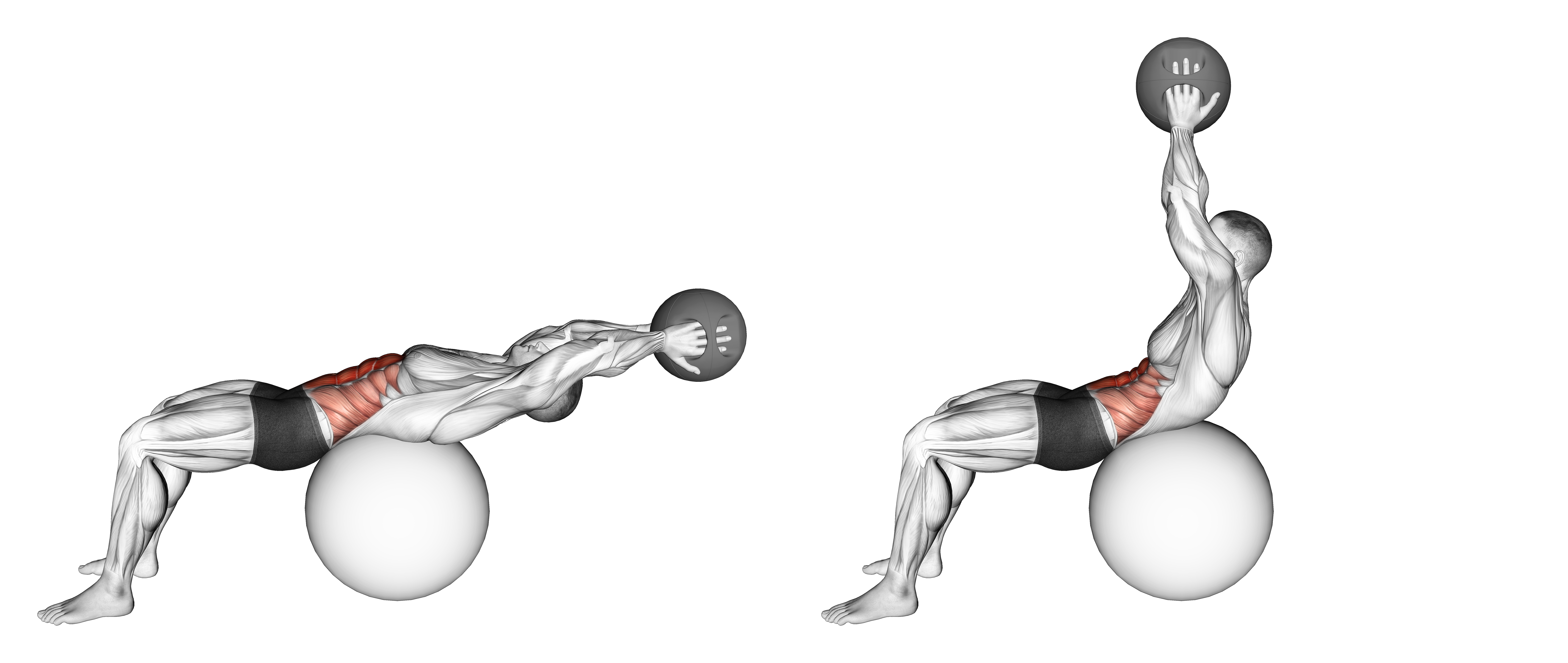 Medicine Ball Crunch On Stability Ball